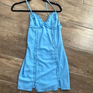 Tiger Mist blue ruffle mini dress